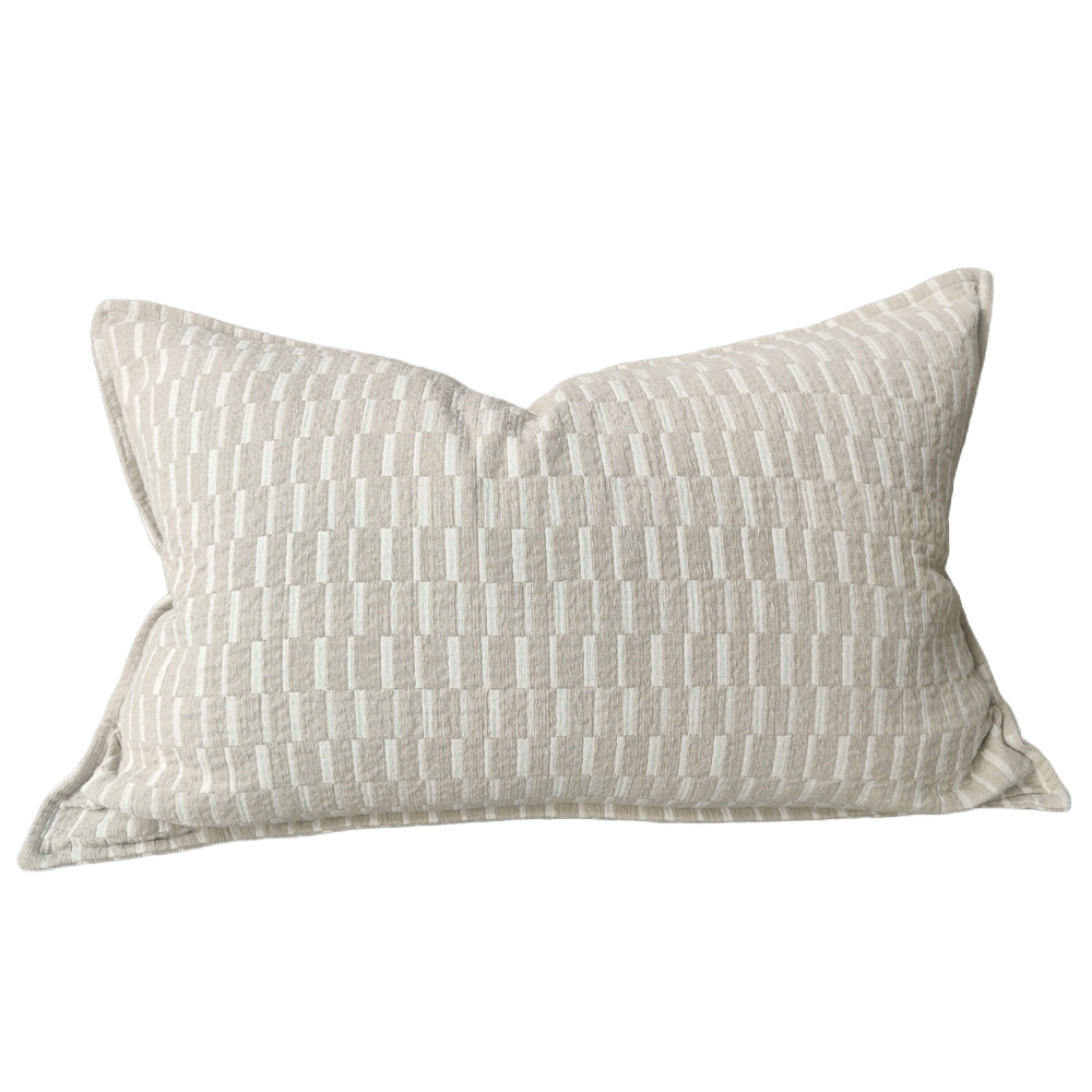 Mosaic Jacquard Linen Cotton Cushion 40x60cm Lumbar | Mocha