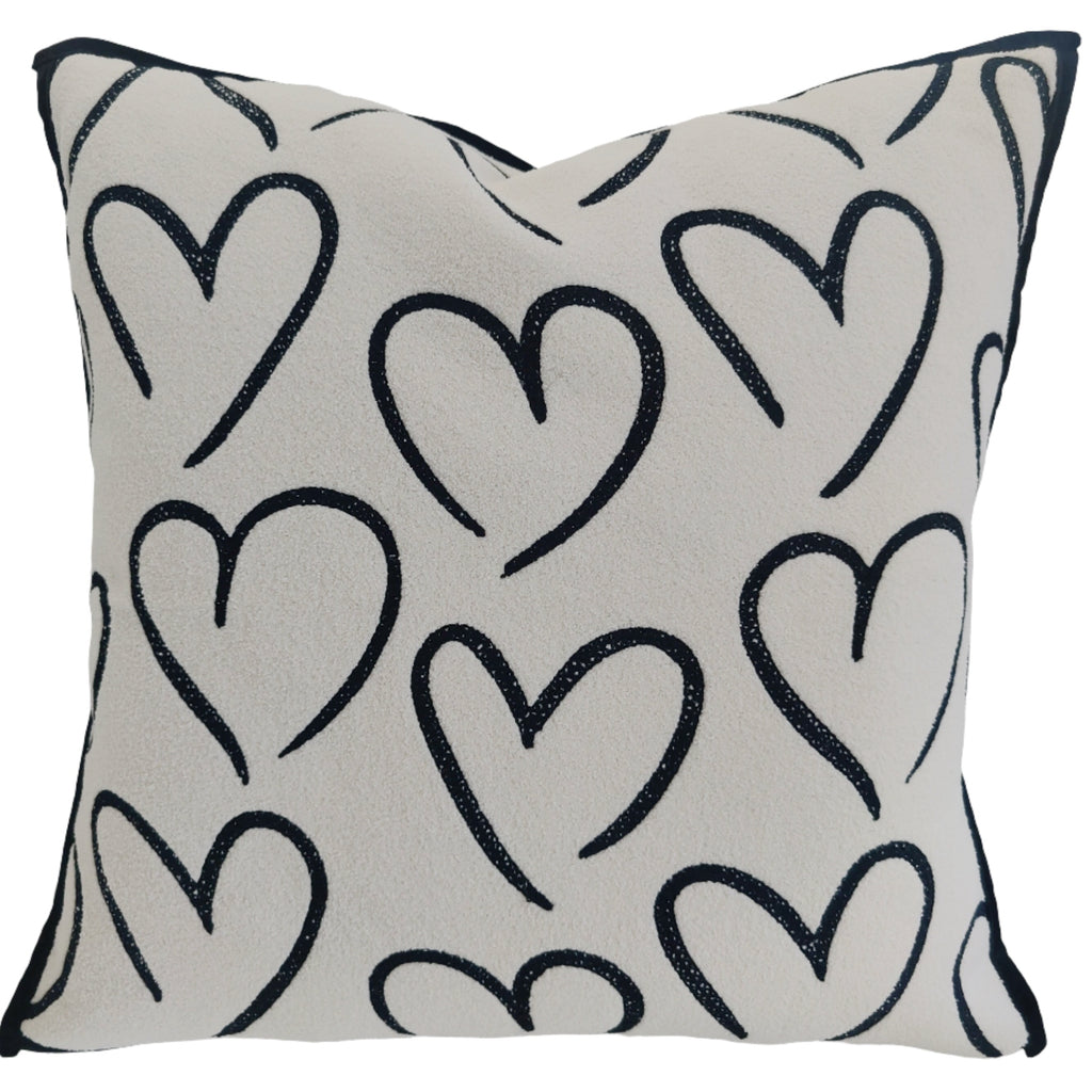 Chinoiserie 55cm Square - Off White Black Love Heart