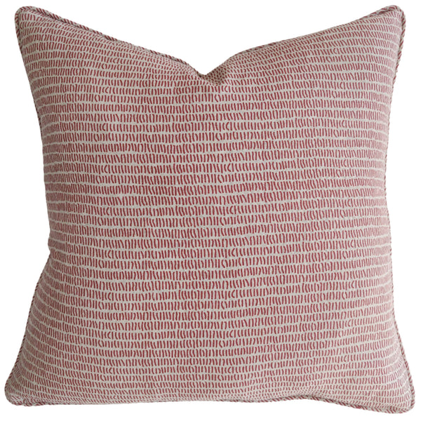 Aboriginal Linen Cushion 55cm Square - Dashed Red